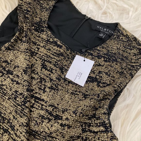 HALSTON HERITAGE Tweed Pattern Midi Length Dress - Picture 6 of 10